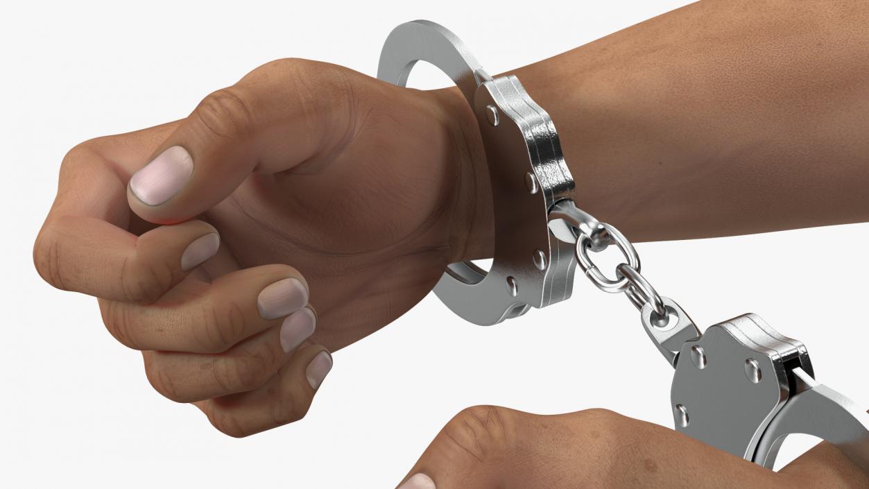 Man Hands with Short Chain Handcuffs(1) 3D model