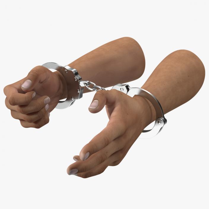 Man Hands with Short Chain Handcuffs(1) 3D model