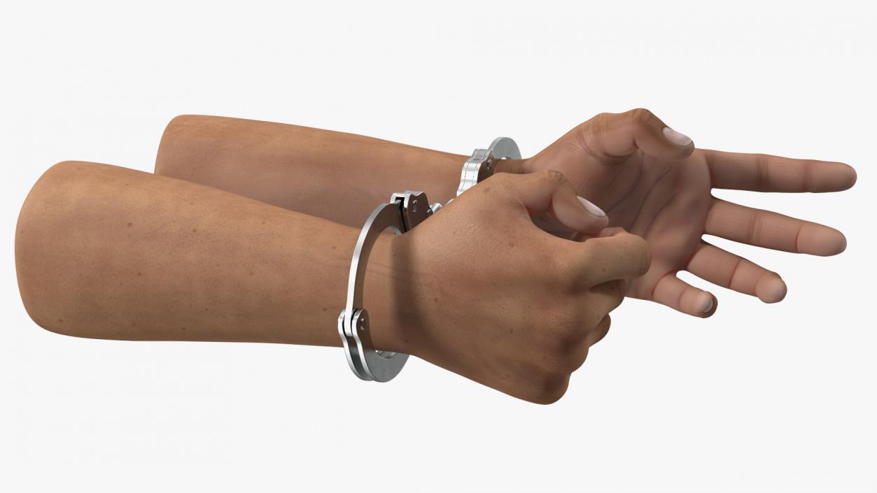 Man Hands with Short Chain Handcuffs(1) 3D model