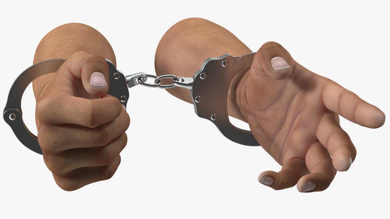 Man Hands with Short Chain Handcuffs(1) 3D model