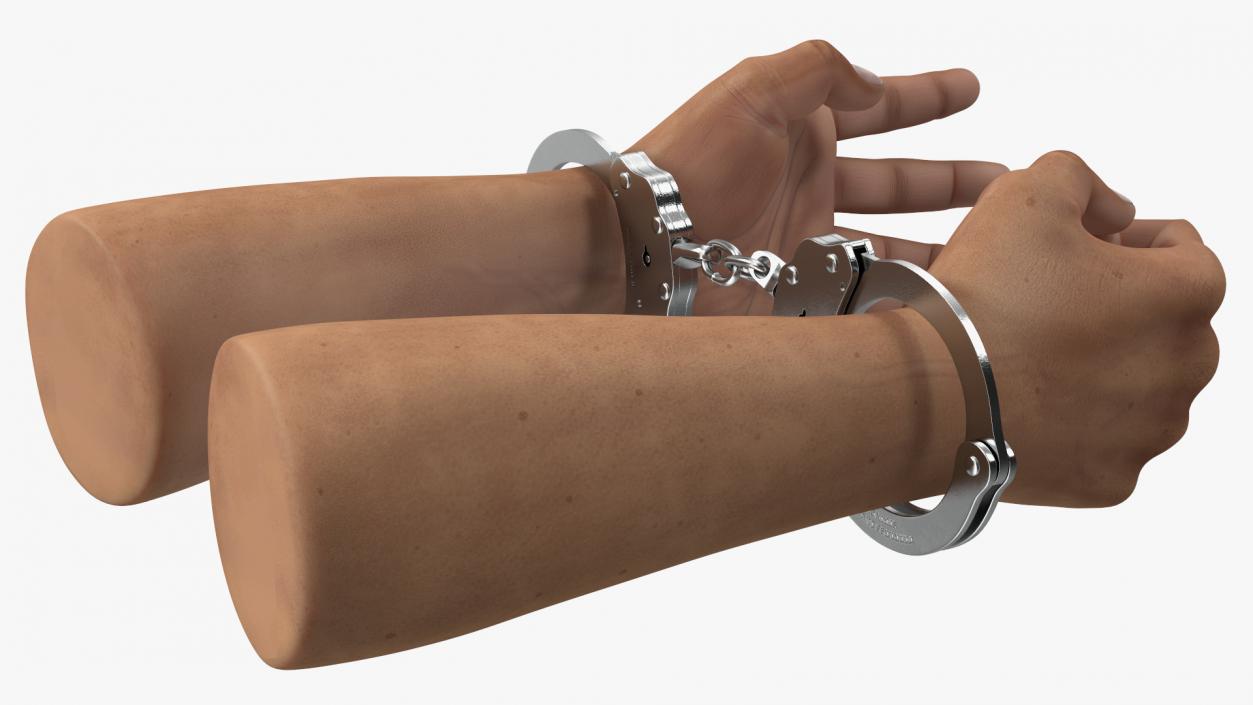 Man Hands with Short Chain Handcuffs(1) 3D model