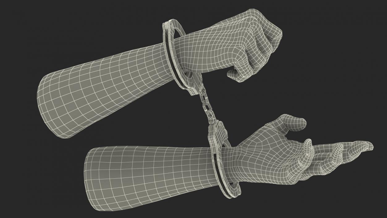 Man Hands with Short Chain Handcuffs(1) 3D model