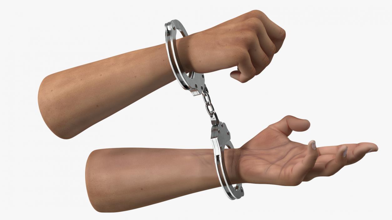 Man Hands with Short Chain Handcuffs(1) 3D model