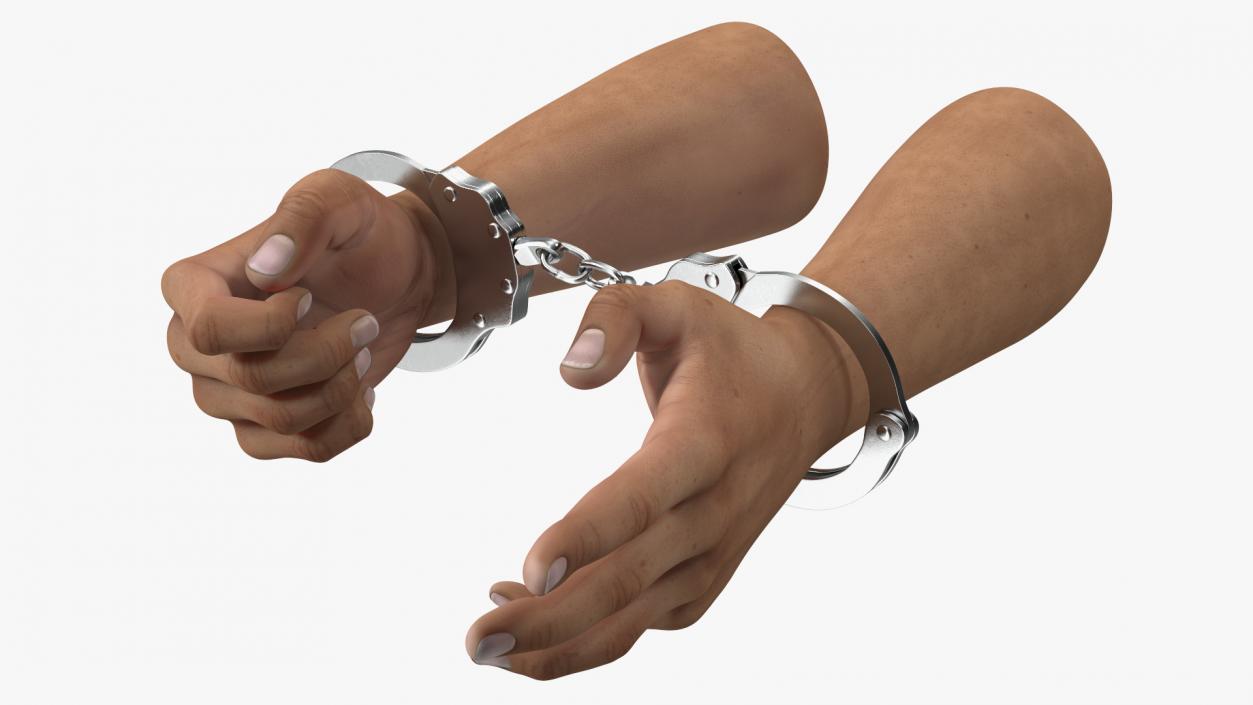 Man Hands with Short Chain Handcuffs(1) 3D model