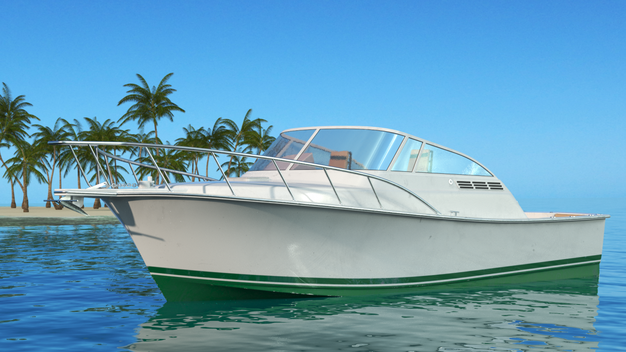 3D model Motorboat Green Used