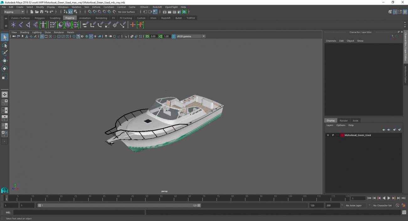 3D model Motorboat Green Used