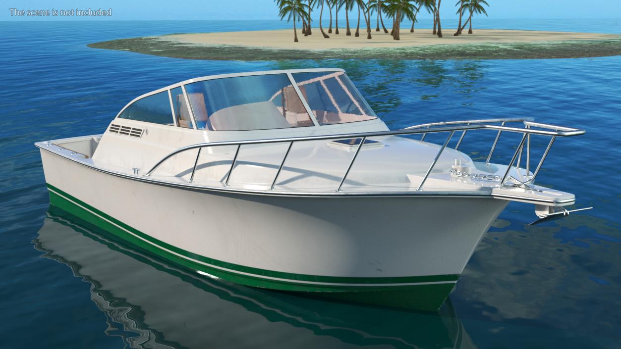 3D model Motorboat Green Used