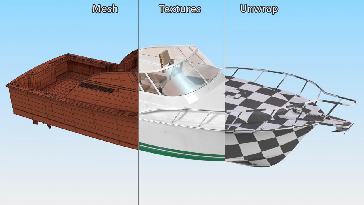 3D model Motorboat Green Used