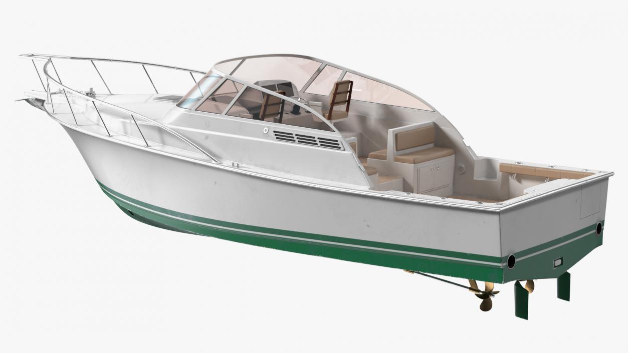 3D model Motorboat Green Used