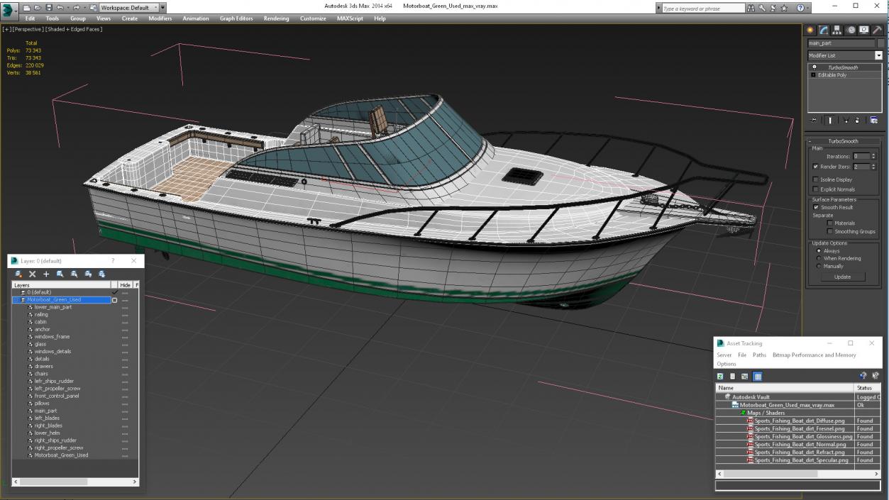 3D model Motorboat Green Used