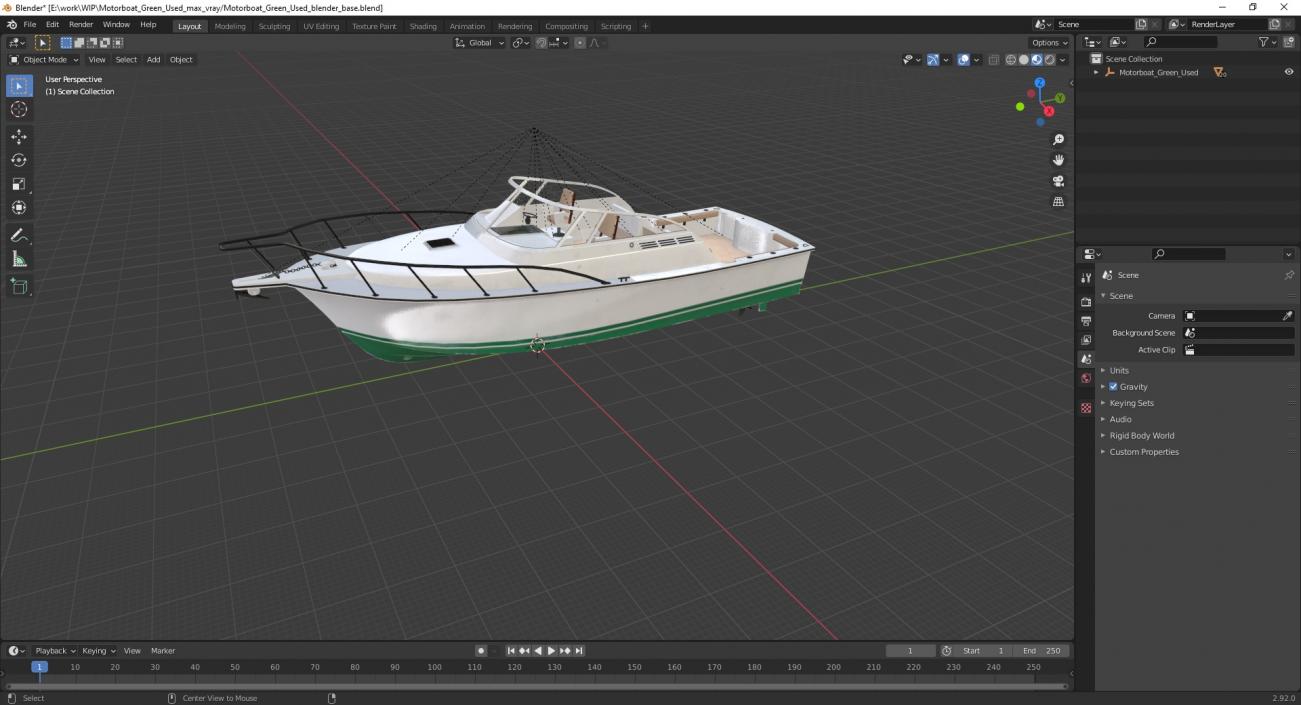 3D model Motorboat Green Used