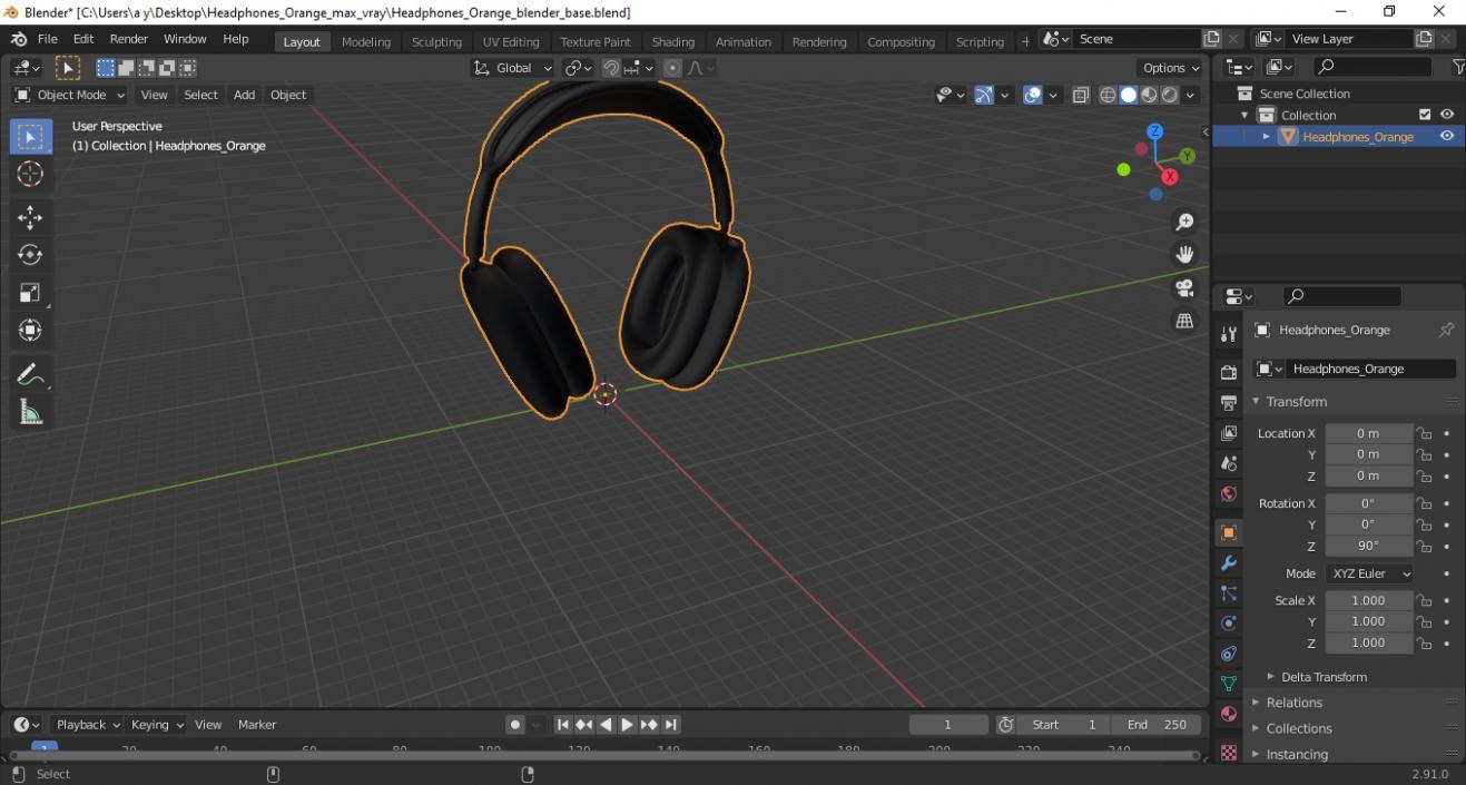 Headphones Orange 3D