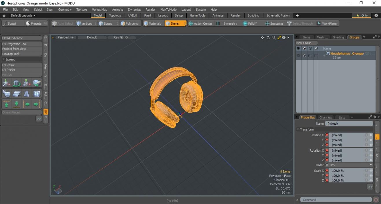 Headphones Orange 3D