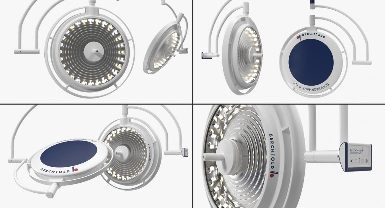 Ceiling Mount Berchtold Chromophare Surgical Lighting System Rigged 3D