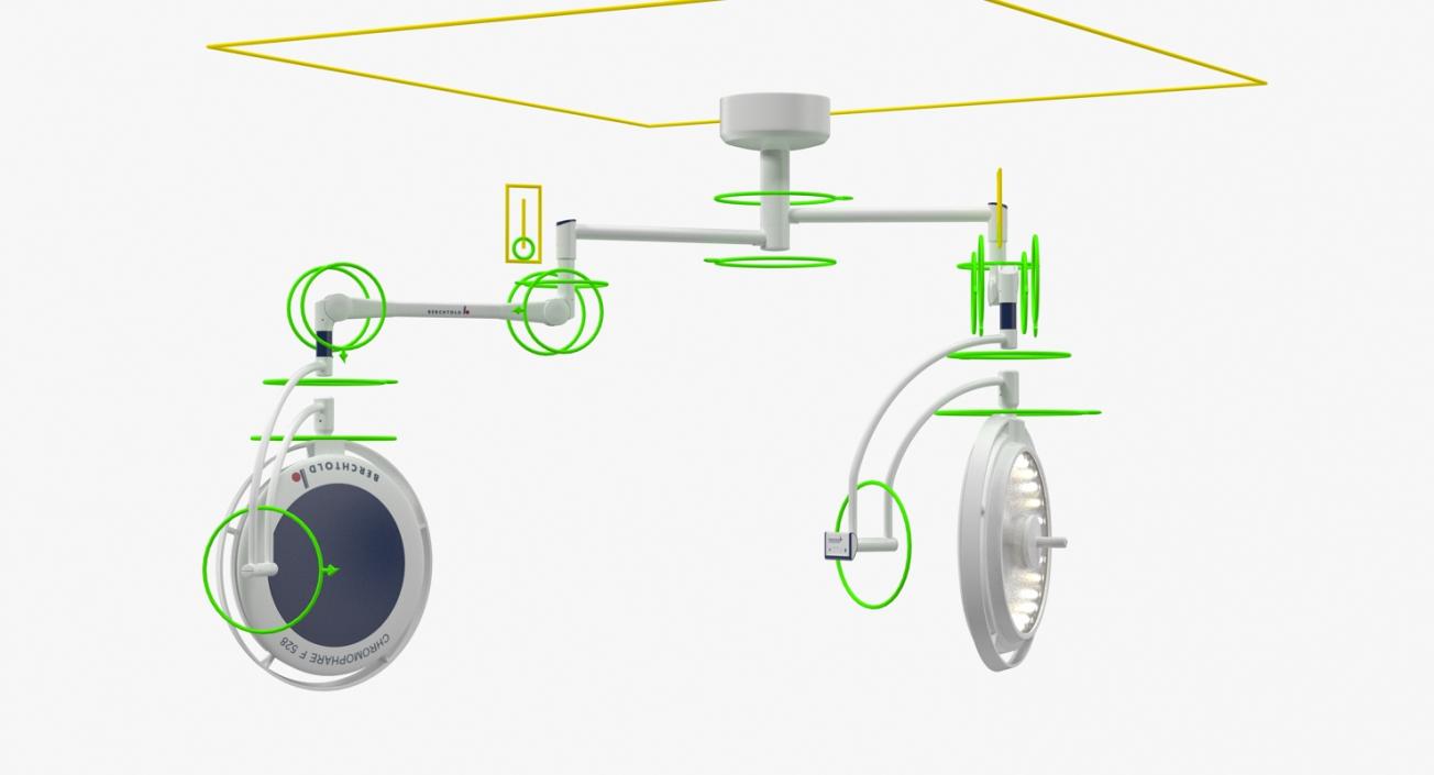 Ceiling Mount Berchtold Chromophare Surgical Lighting System Rigged 3D