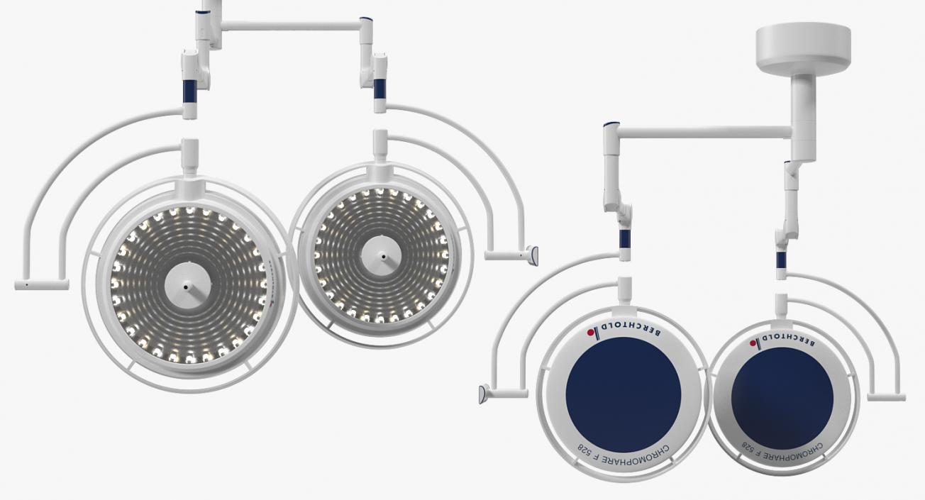 Ceiling Mount Berchtold Chromophare Surgical Lighting System Rigged 3D