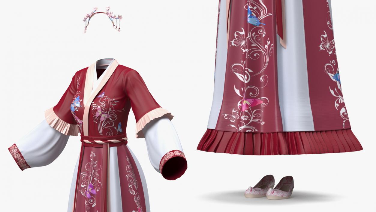 Clothes Set Traditional Chinese Style for Women 3D