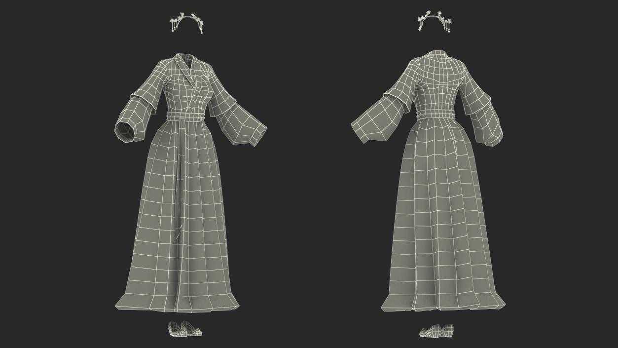 Clothes Set Traditional Chinese Style for Women 3D