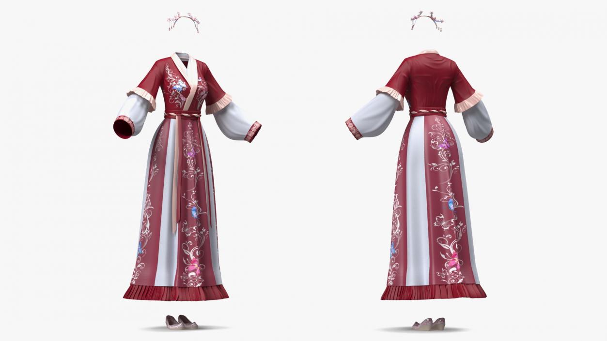 Clothes Set Traditional Chinese Style for Women 3D