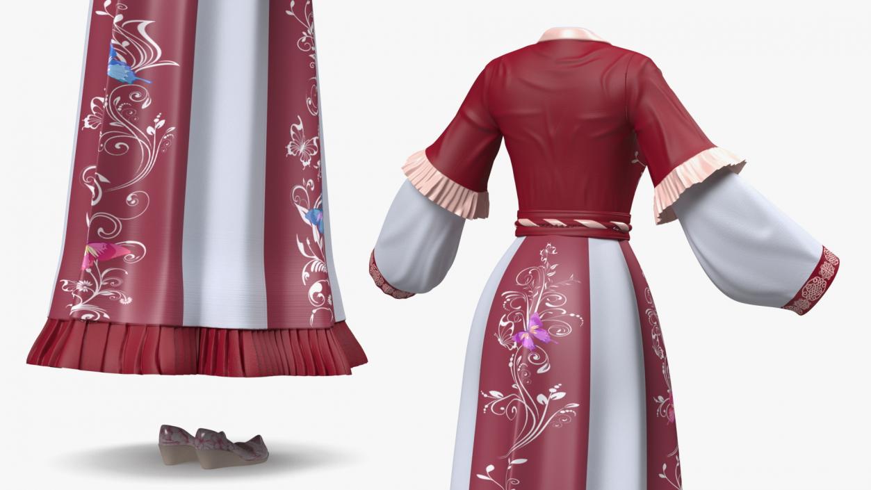 Clothes Set Traditional Chinese Style for Women 3D