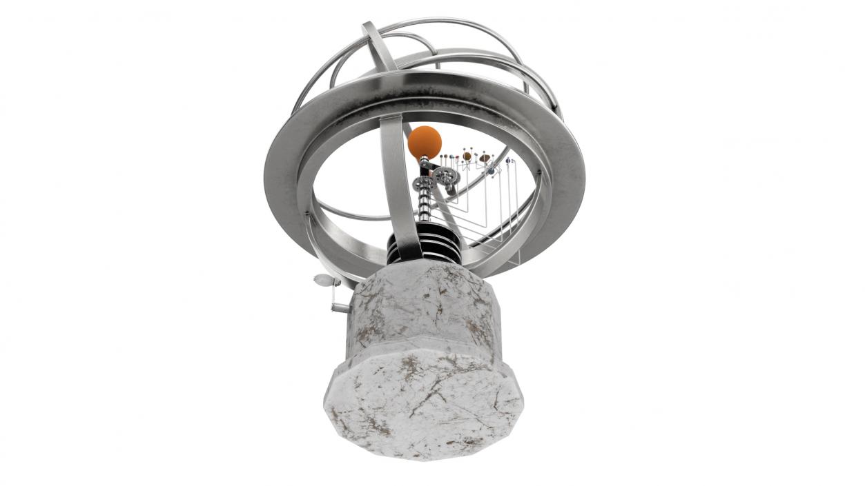 3D model Silver Solar System Orrery with Marble Base Rigged