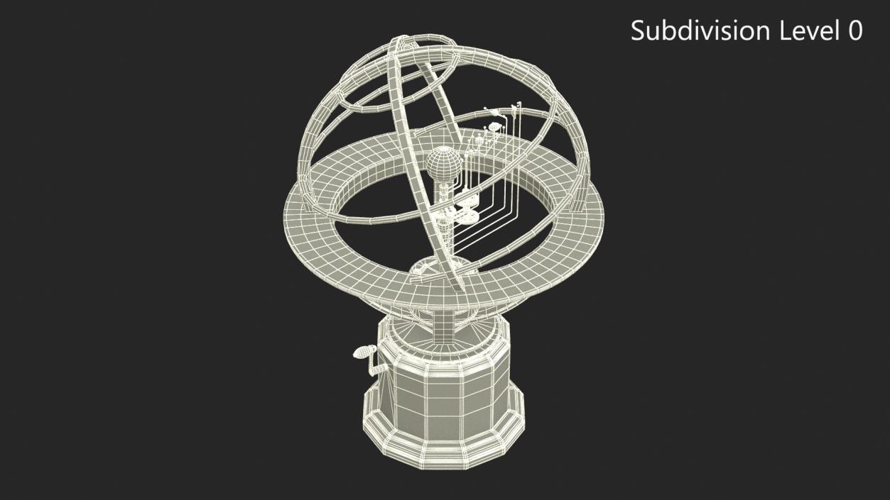 3D model Silver Solar System Orrery with Marble Base Rigged