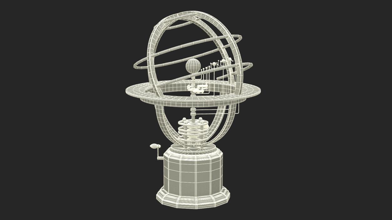 3D model Silver Solar System Orrery with Marble Base Rigged