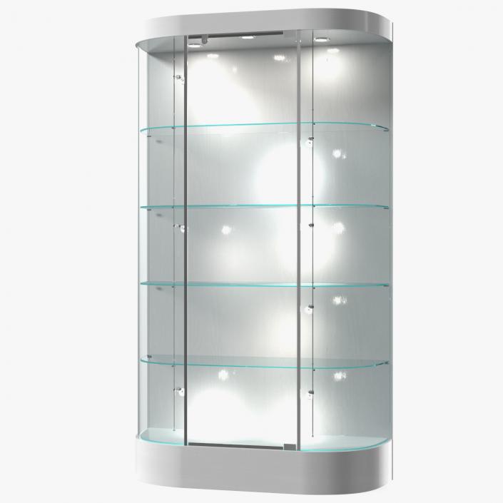 3D model Curved Wall Display Case White