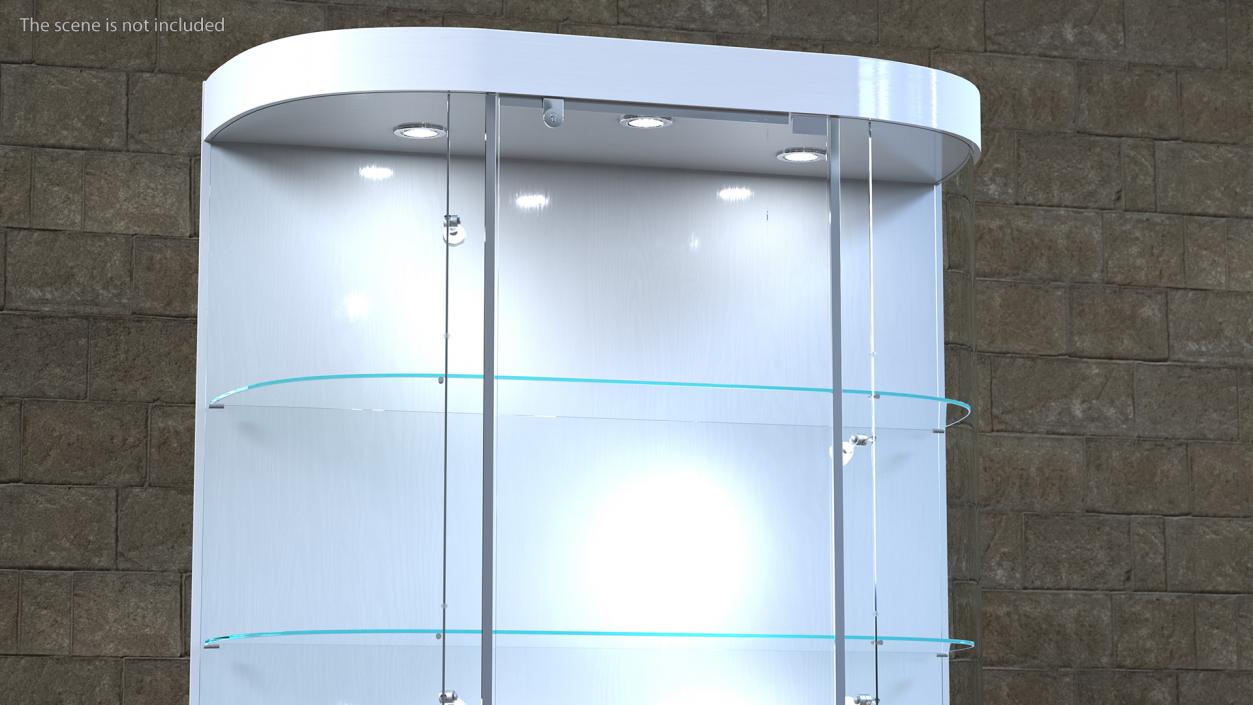 3D model Curved Wall Display Case White