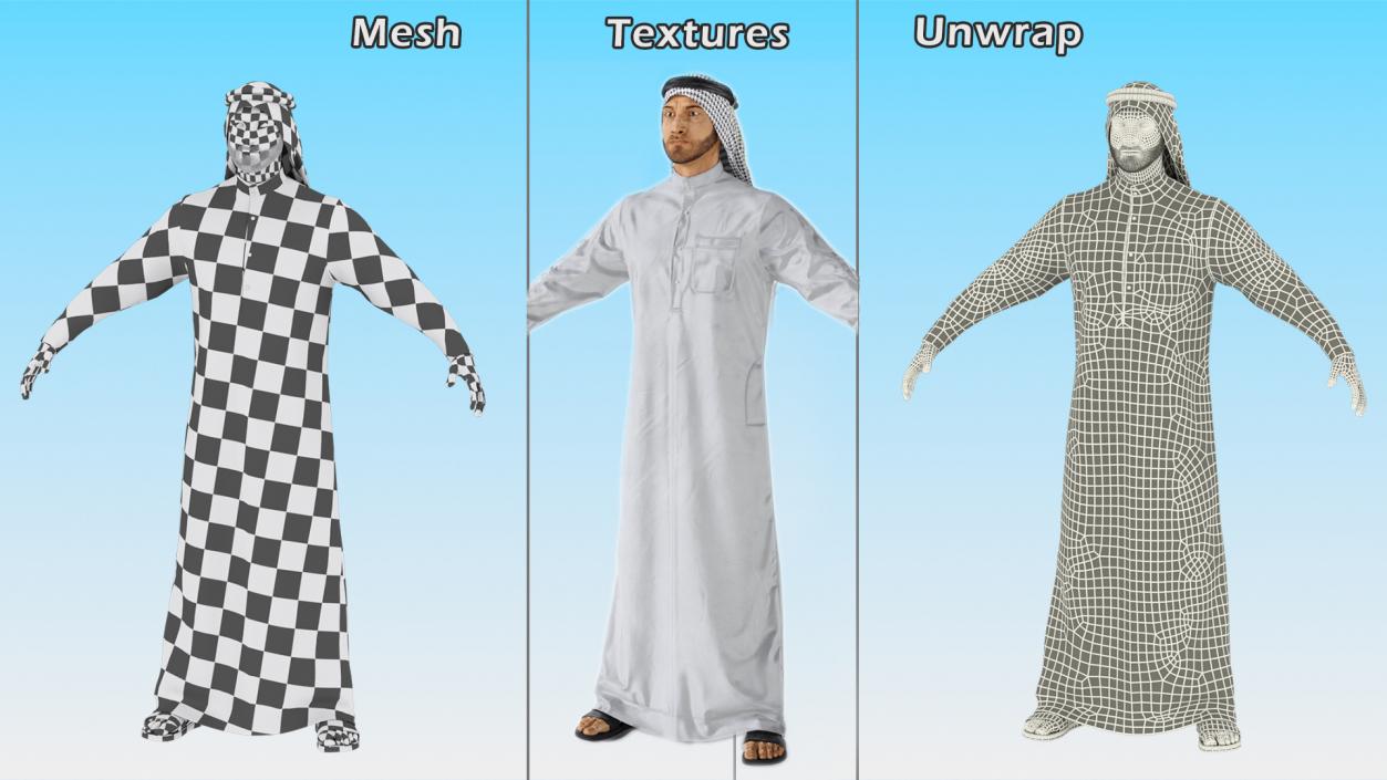 3D Arab Man with Traditional Arabic Symbols Collection