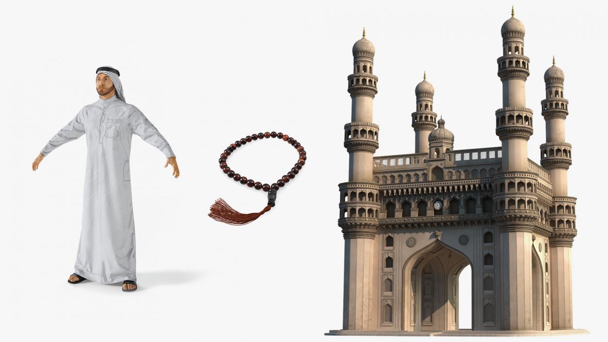 3D Arab Man with Traditional Arabic Symbols Collection