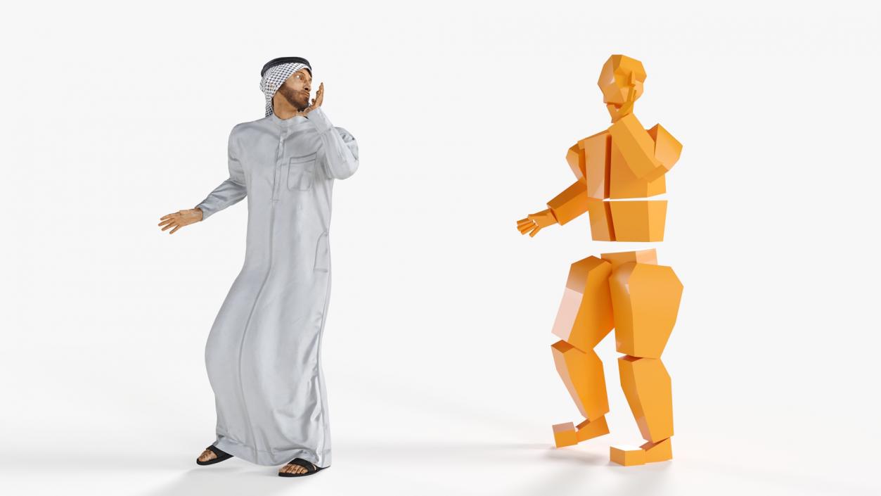 3D Arab Man with Traditional Arabic Symbols Collection