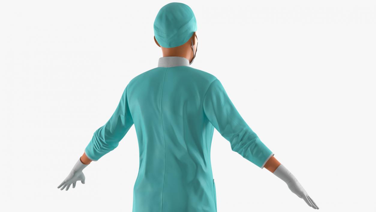 Female Doctor Wearing Surgical Mask Rigged 3D