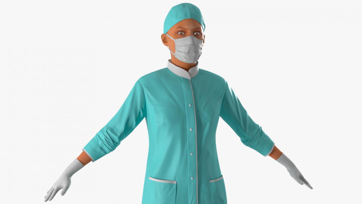 Female Doctor Wearing Surgical Mask Rigged 3D