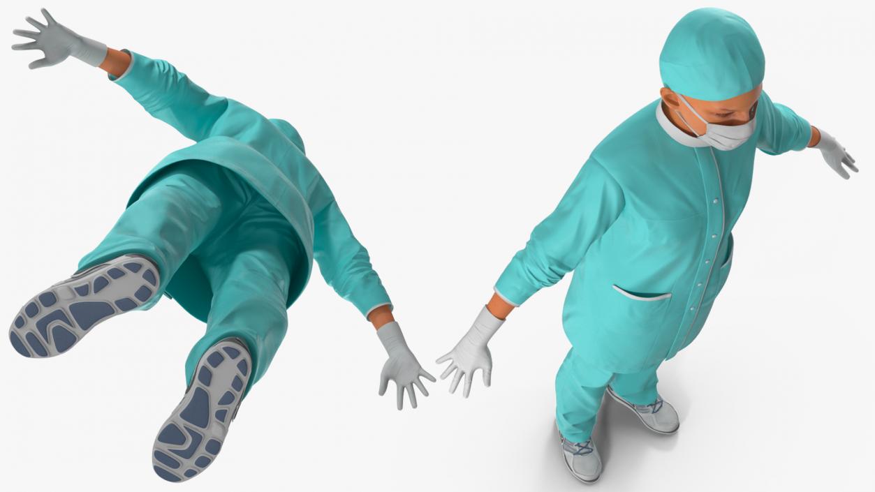 Female Doctor Wearing Surgical Mask Rigged 3D