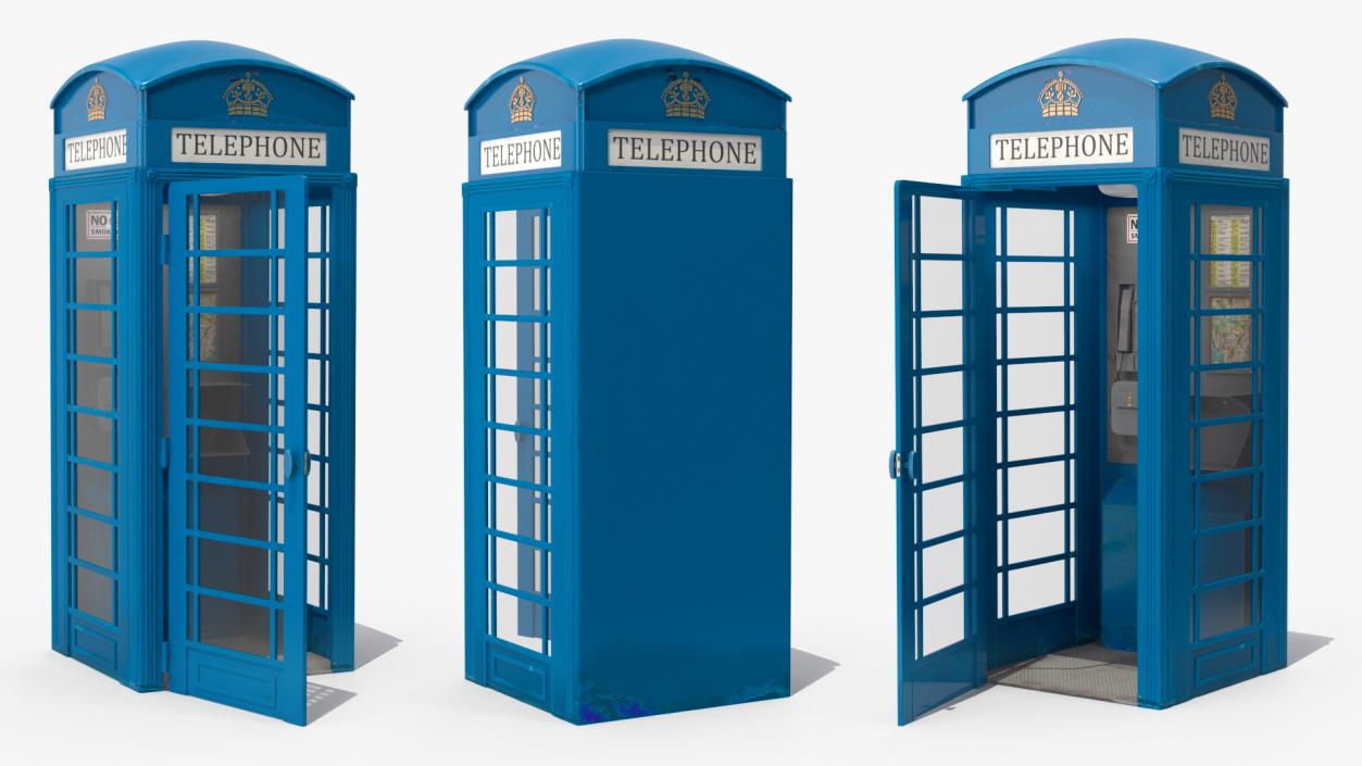 3D London Phone Booth Blue model