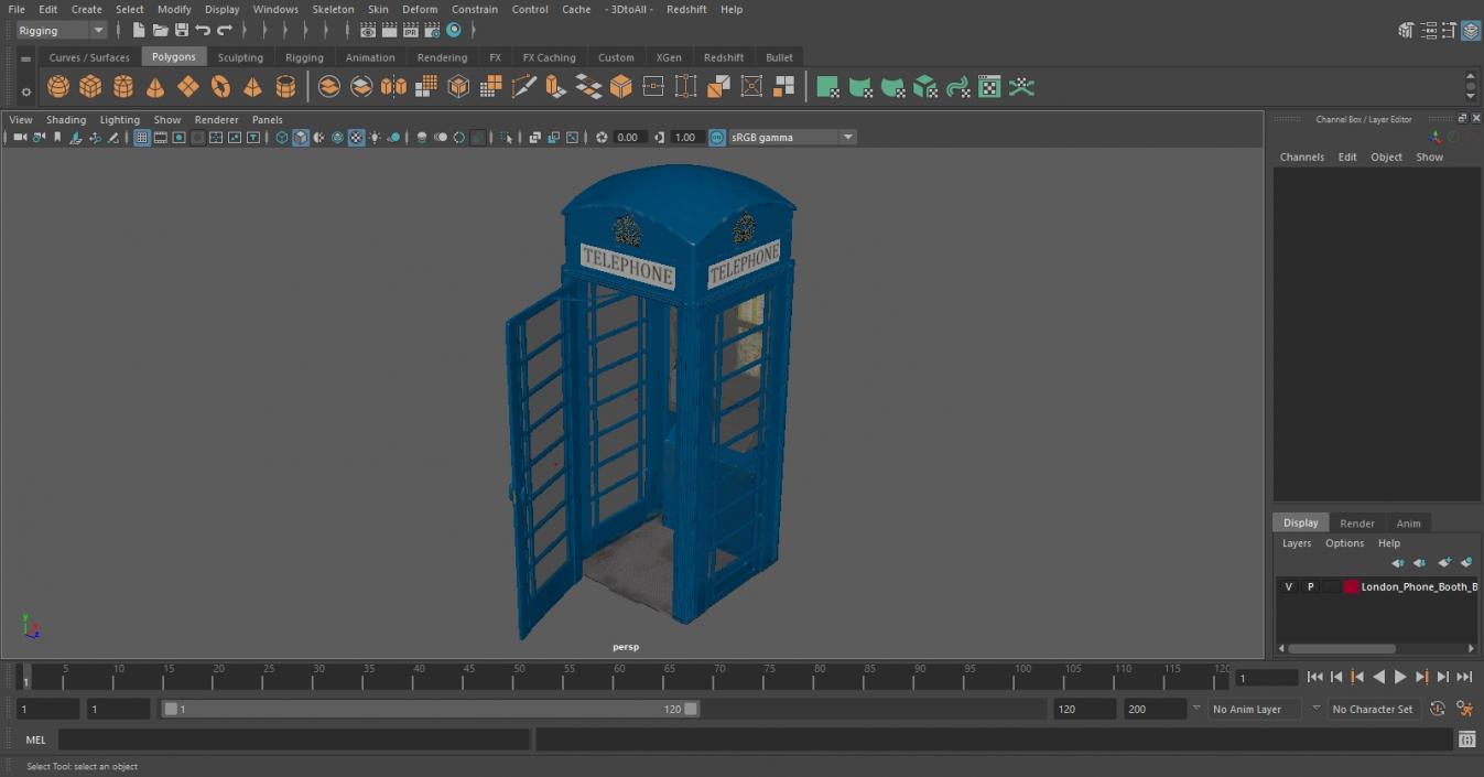 3D London Phone Booth Blue model