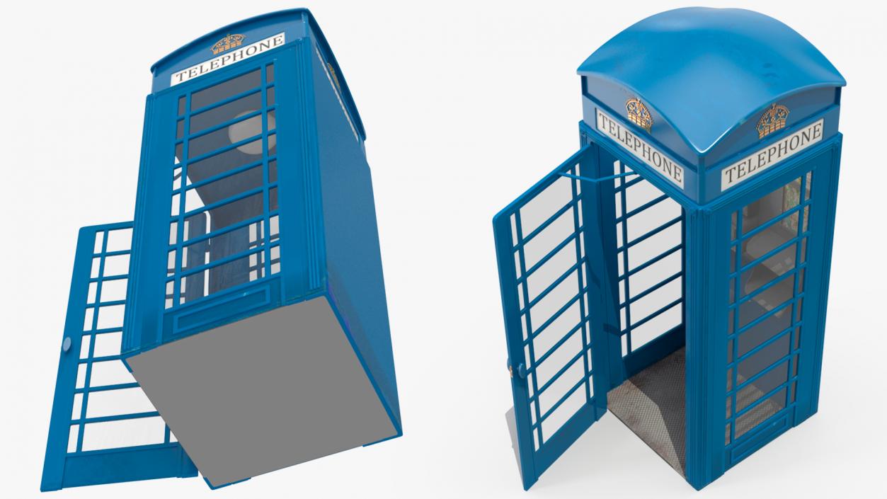 3D London Phone Booth Blue model