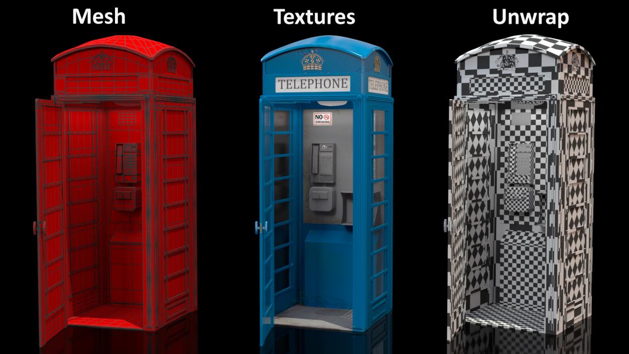 3D London Phone Booth Blue model