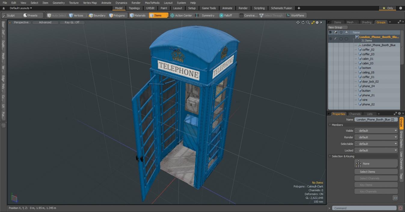 3D London Phone Booth Blue model