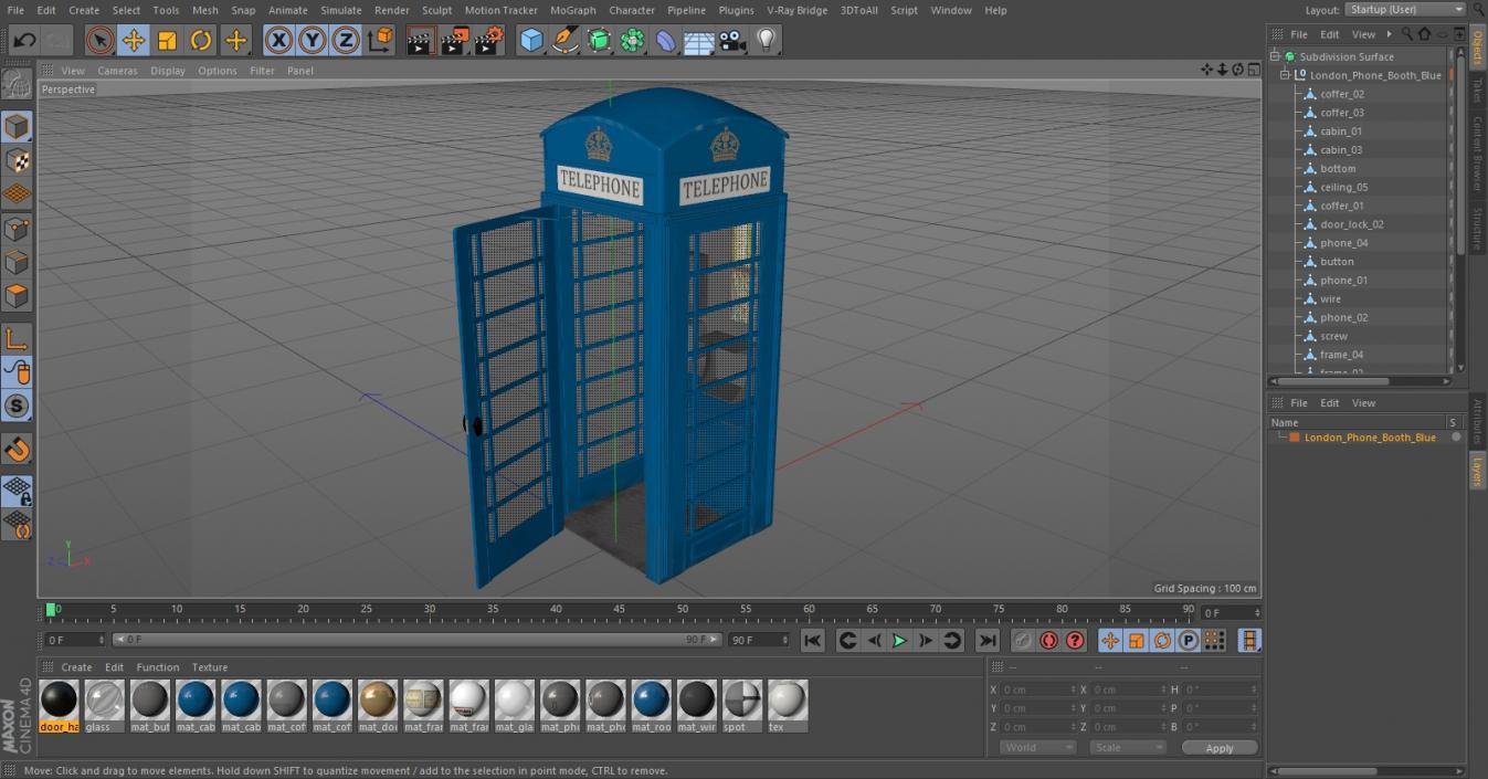 3D London Phone Booth Blue model