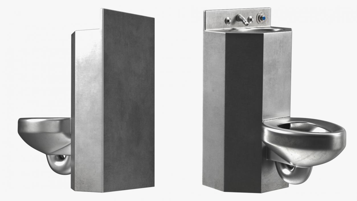 3D Dirty Stainless Steel Toilet model