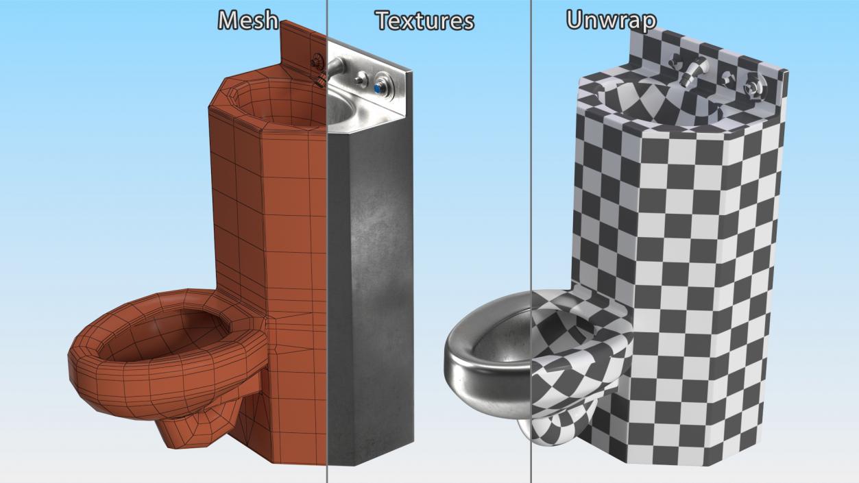 3D Dirty Stainless Steel Toilet model