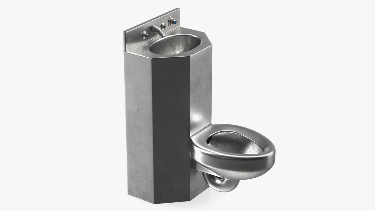 3D Dirty Stainless Steel Toilet model