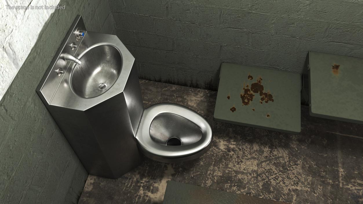 3D Dirty Stainless Steel Toilet model