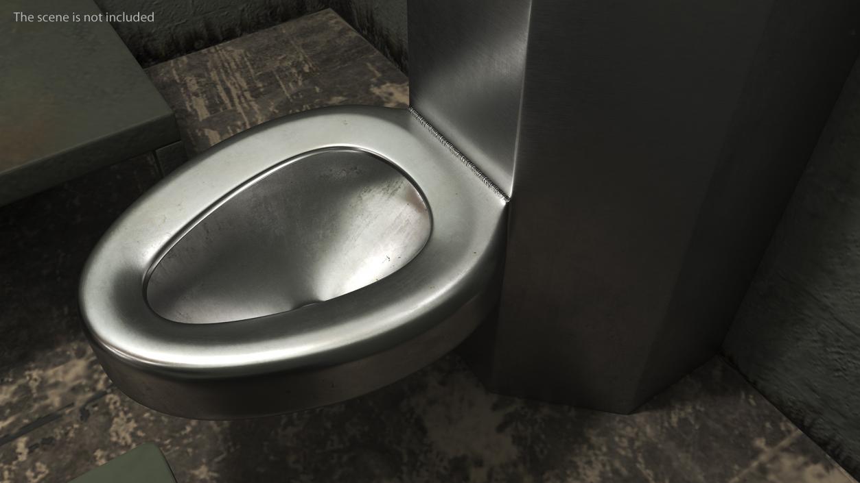 3D Dirty Stainless Steel Toilet model