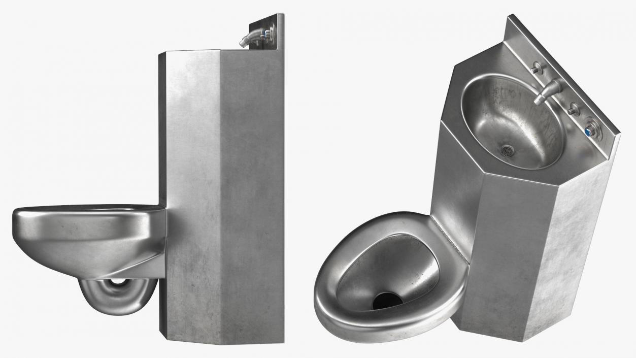 3D Dirty Stainless Steel Toilet model