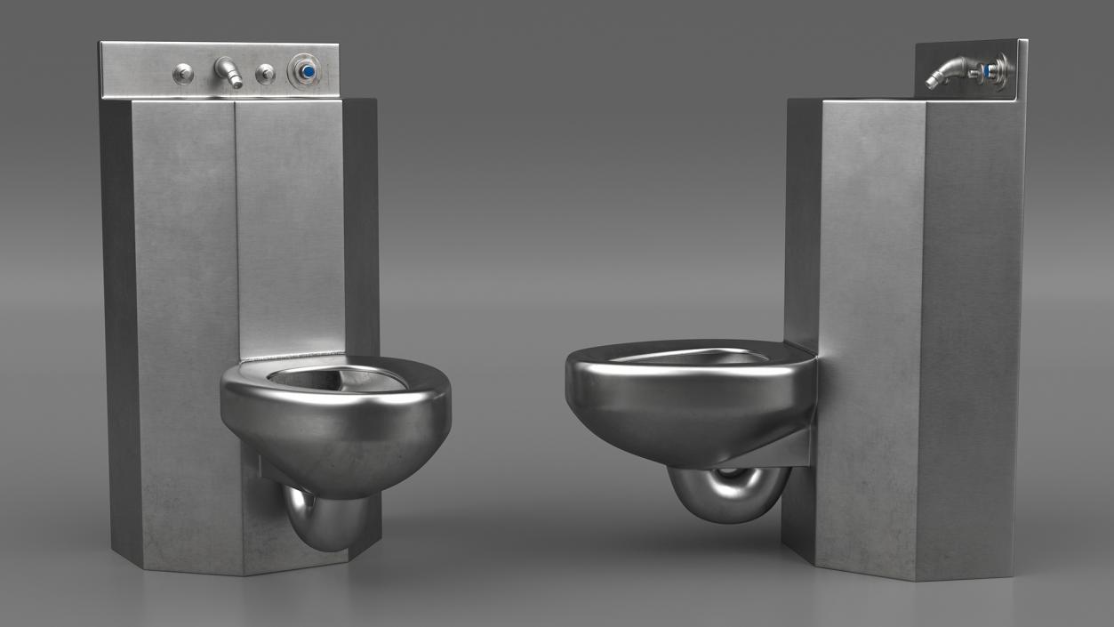 3D Dirty Stainless Steel Toilet model