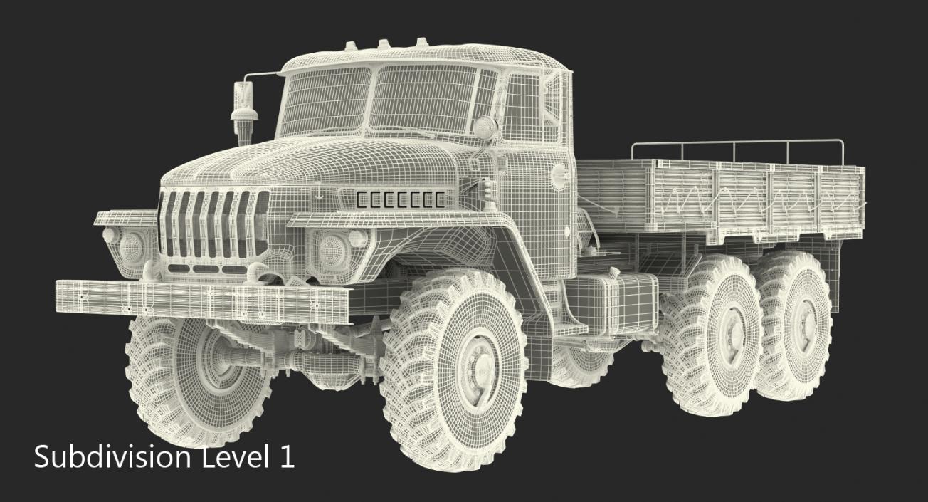 3D model URAL 4320 Russian Cargo 6x6 Truck Rigged