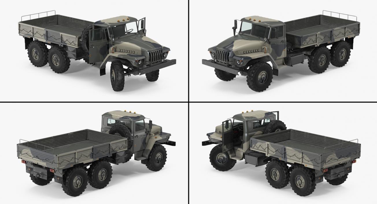 3D model URAL 4320 Russian Cargo 6x6 Truck Rigged